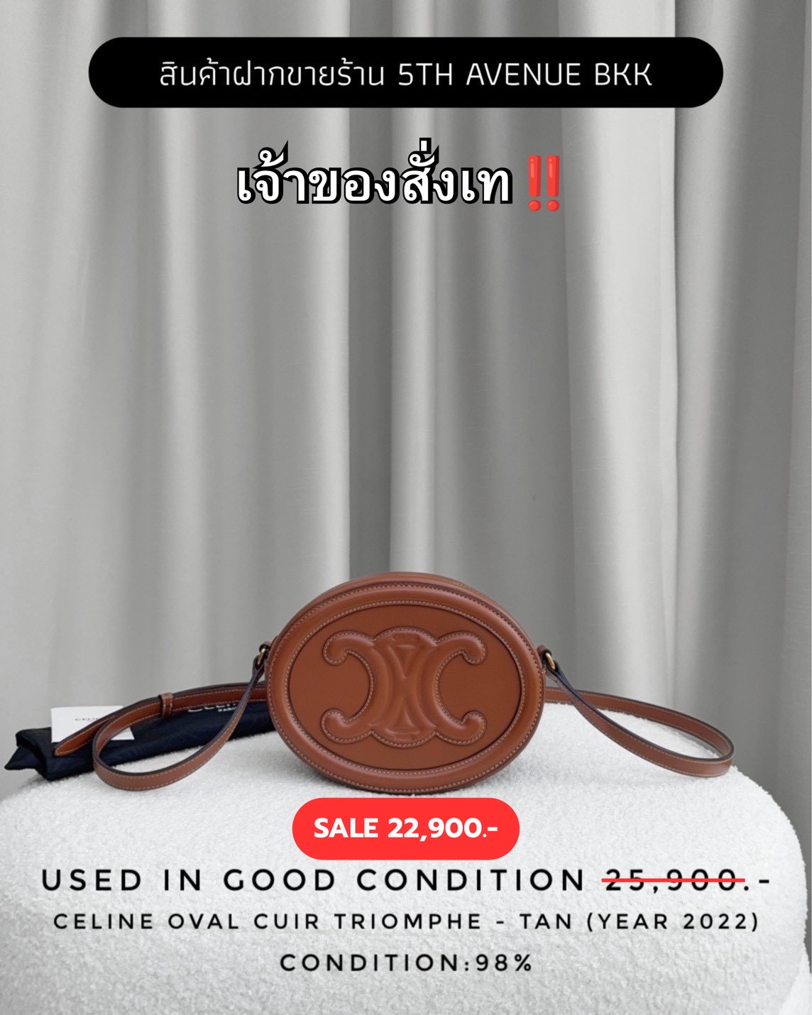 Used Celine Oval Cuir Triomphe - Tan
