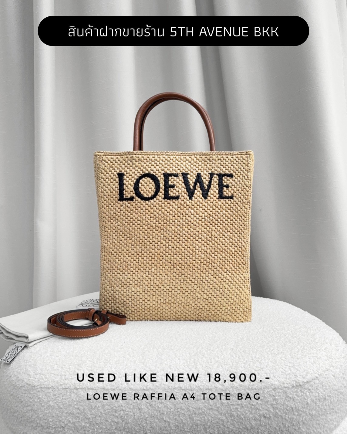 Used Loewe Raffia A4 Tote Bag