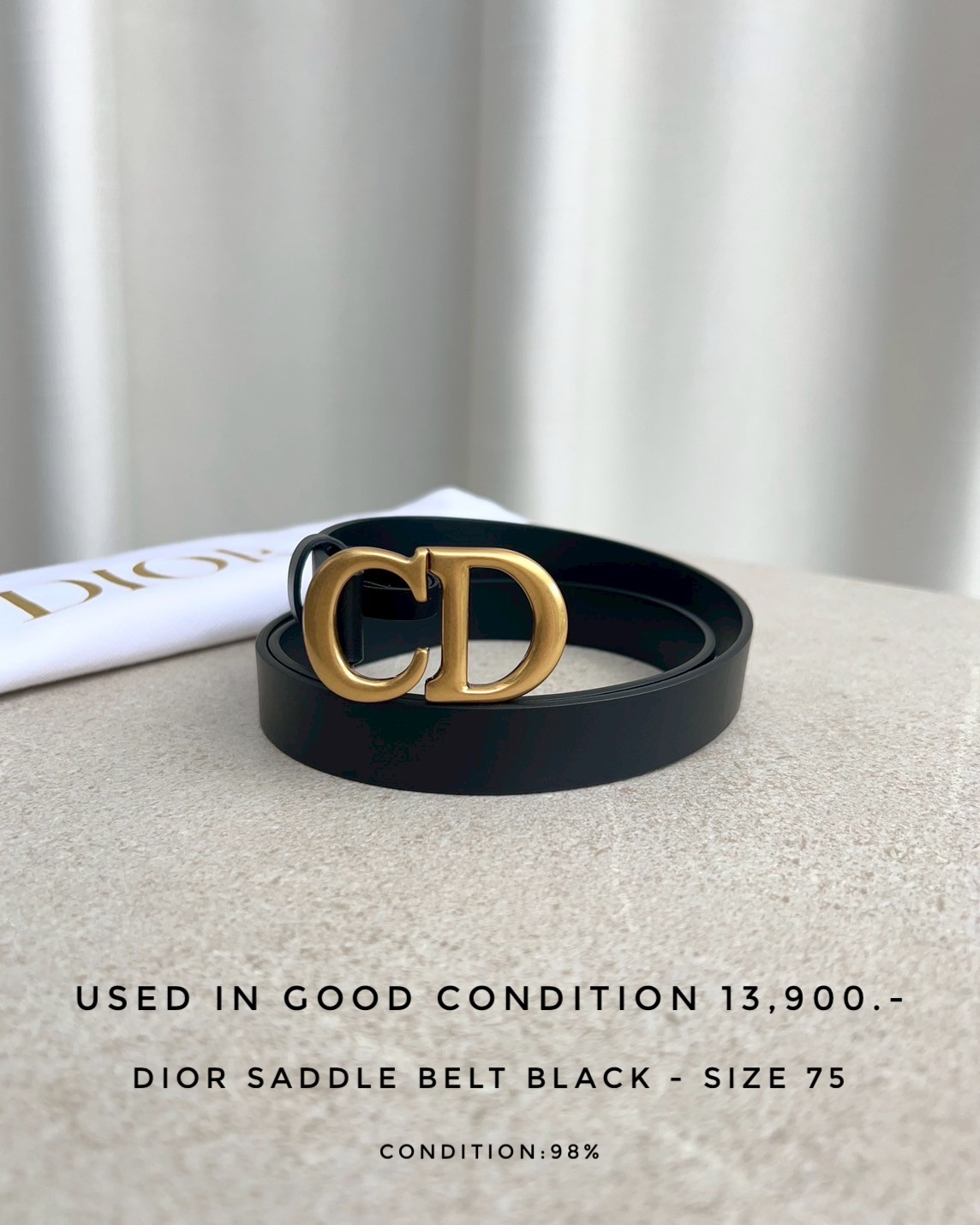 Used Dior Saddle Belt - Black