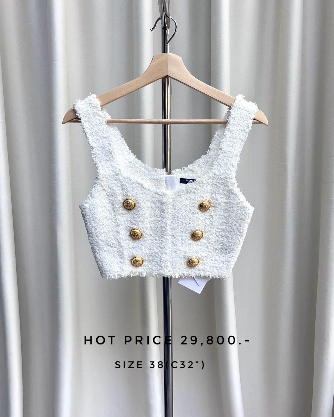 Balmain Top cropped in tweed - White