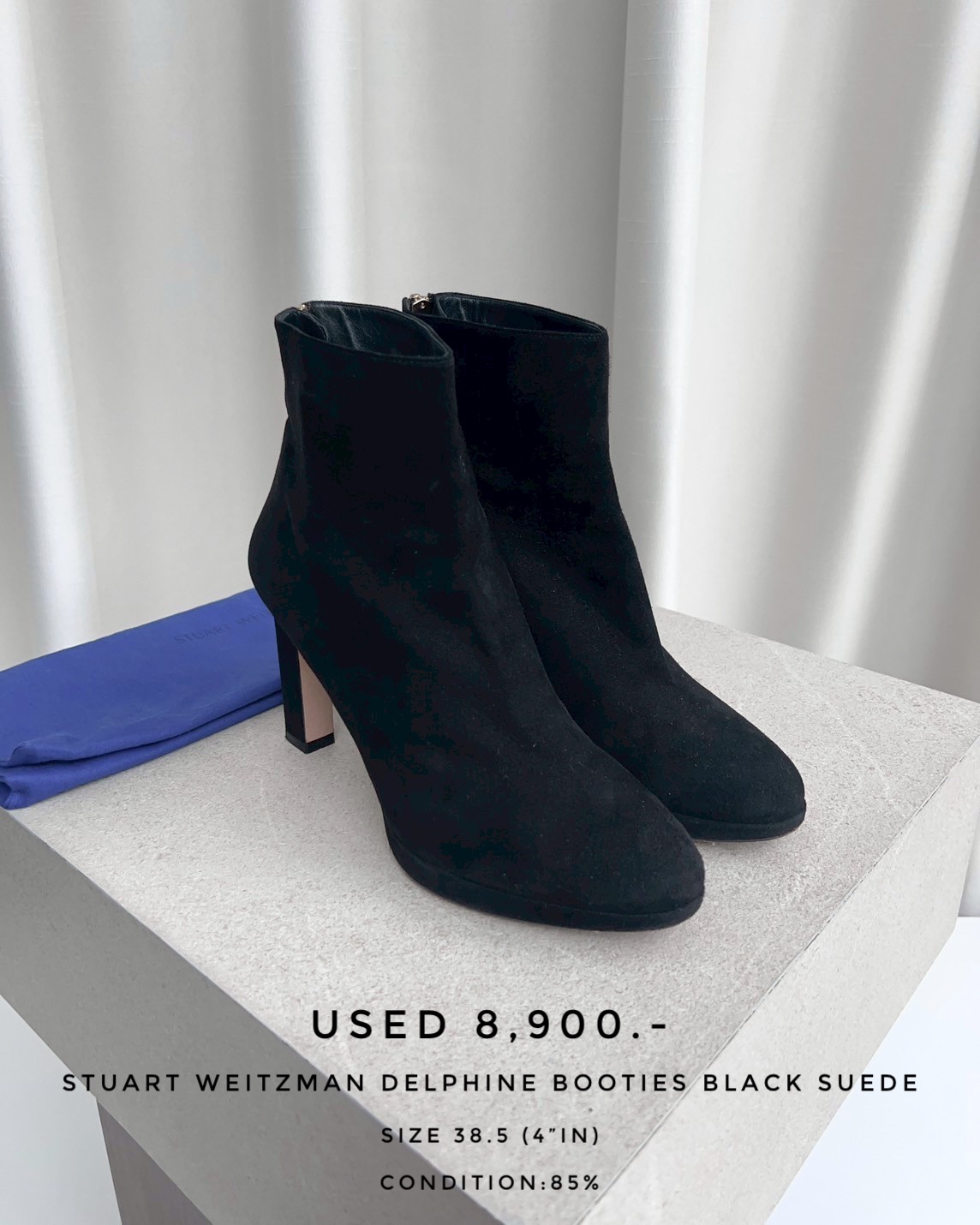 Used Stuart Weitzman Delphine Booties Suede - Black