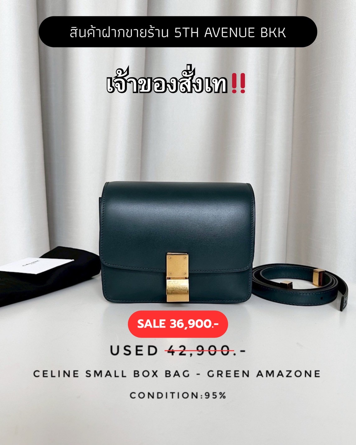 Used Celine Small Box Bag - Green Amazone
