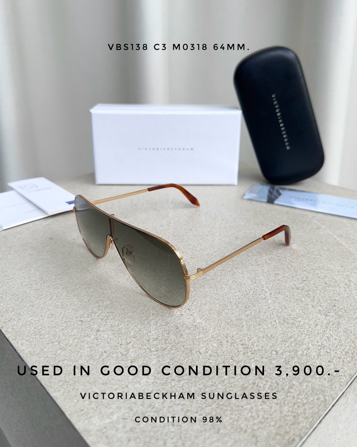 Used Victoria Beckham Sunglasses VBS138 C3 M0318 64MM.