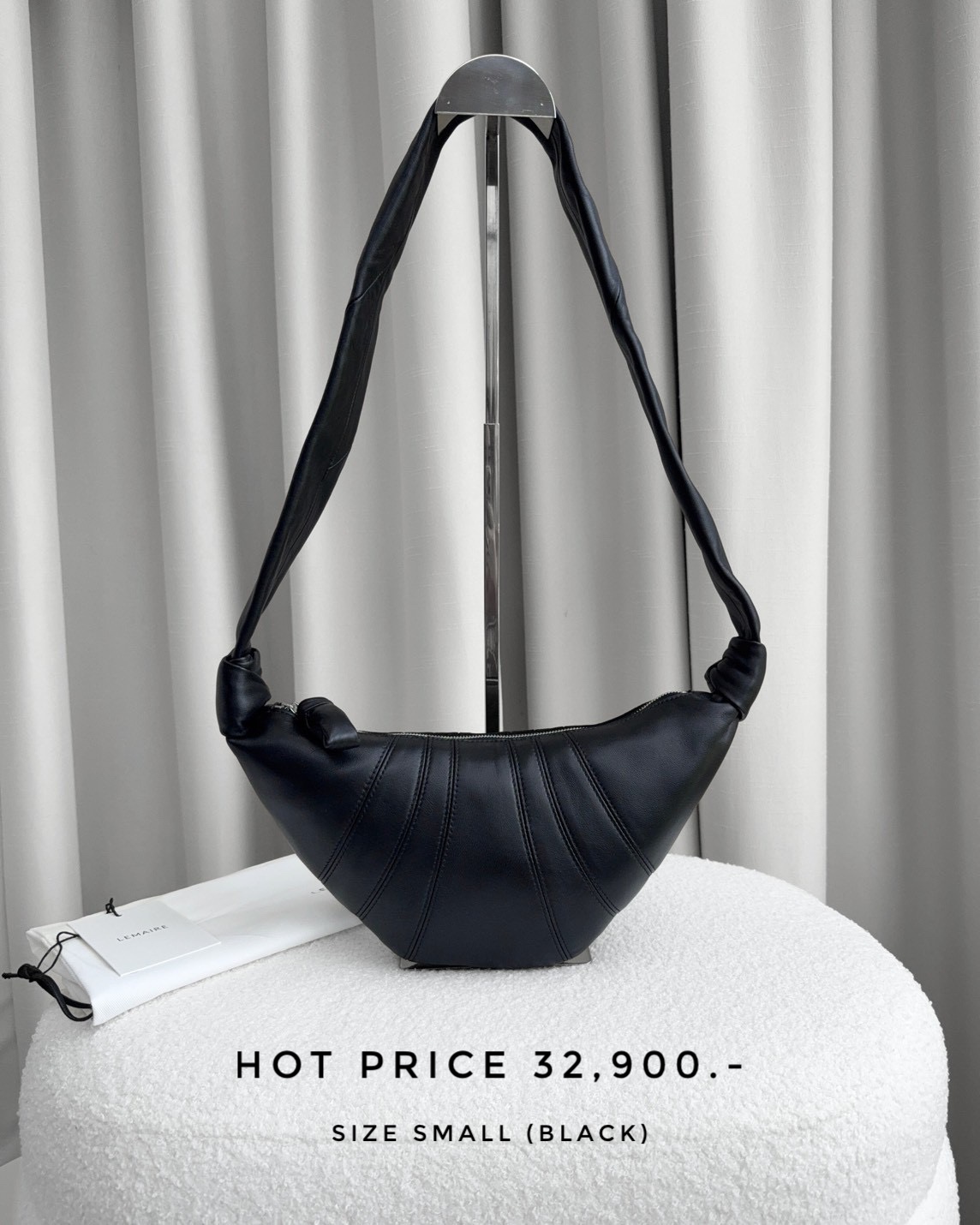 Lemaire Croissant Bag Soft Nappa Leather Small - BLACK