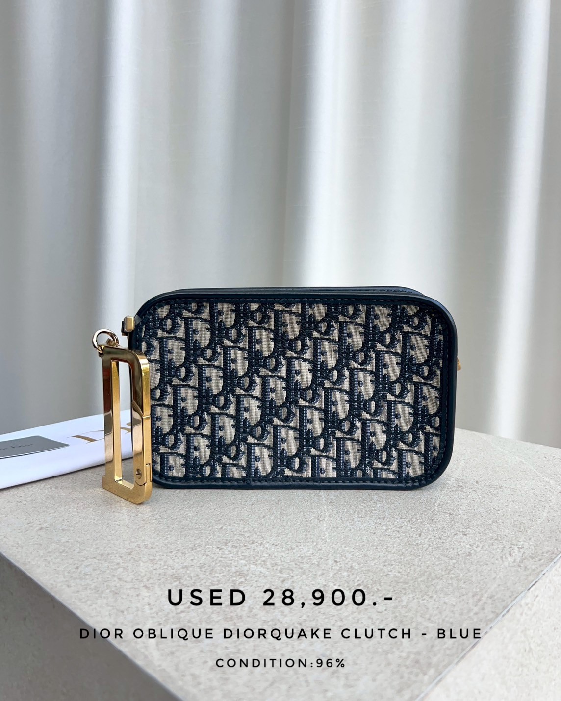 Used Dior Oblique Diorquake Clutch - Blue