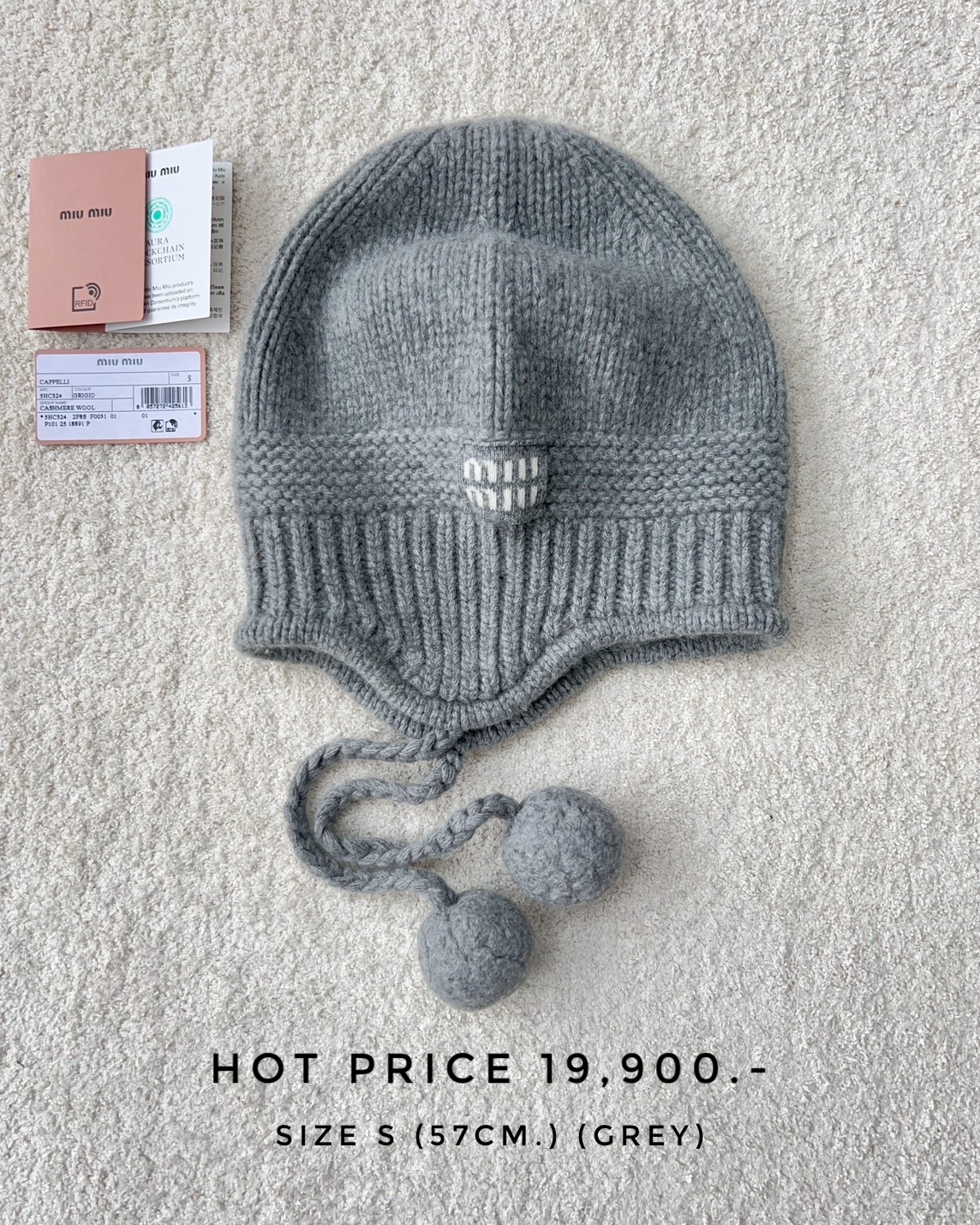 MiuMiu Cashmere Hat - Grey