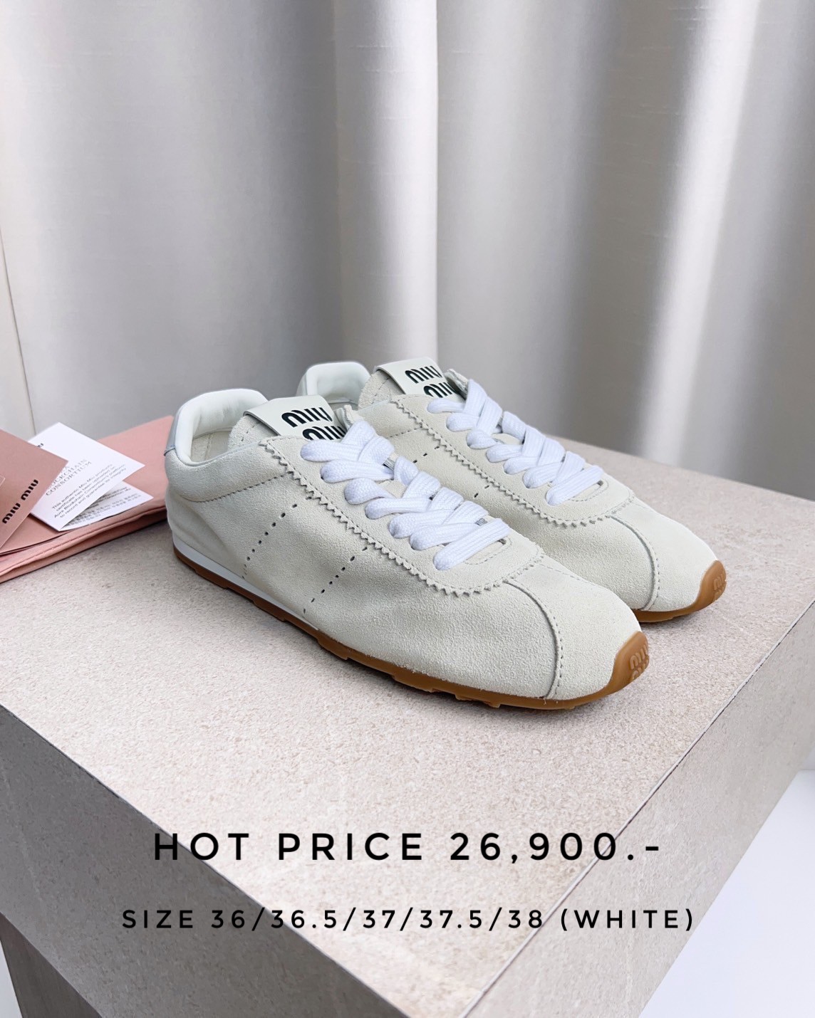 Miumiu Plume Sneaker Suede - White