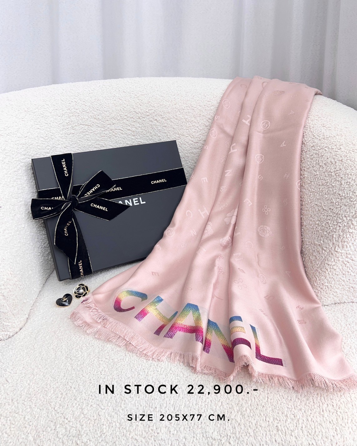 Chanel Scarf Rainbow Lettering - Pink 
