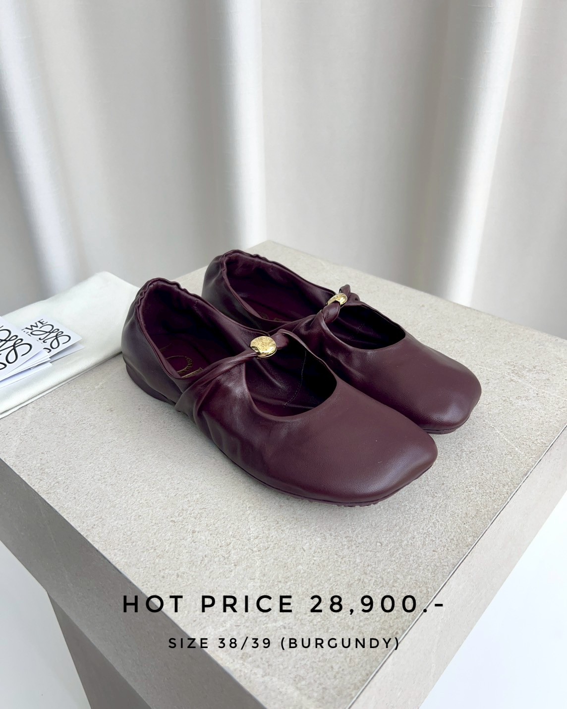 Loewe Leather Pebble Ballet - Burgundy