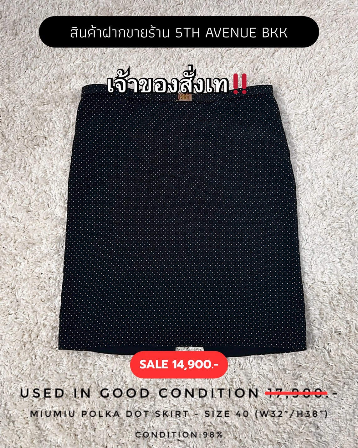 Used Miumiu Polka Dot Skirt 