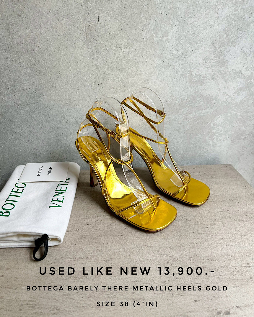 Used Bottega Barely There Metallic Heels - Gold 