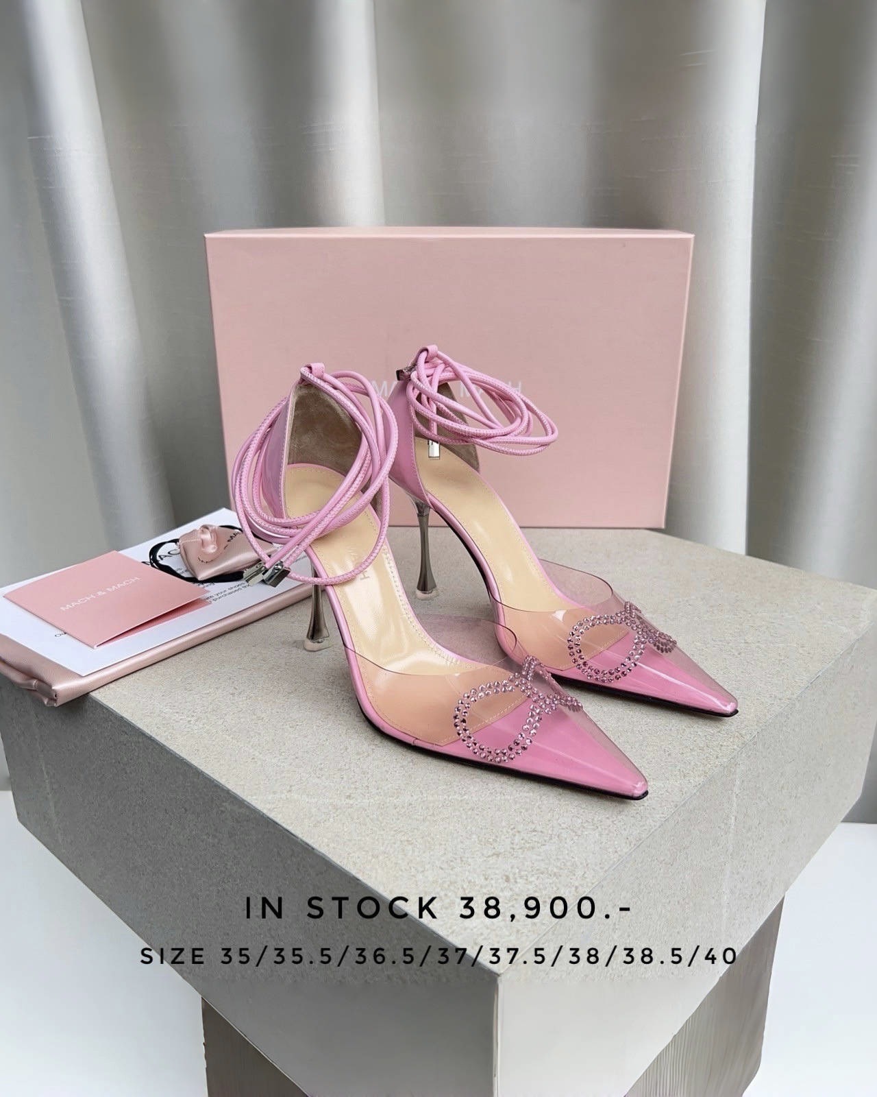 Mach&Mach PVC Crystal Bow High Heels - Pink