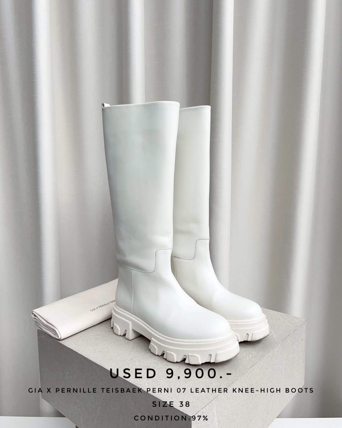 Used GIA X PERNILLE TEISBAEK Perni 07 Leather Knee-High Boots - White