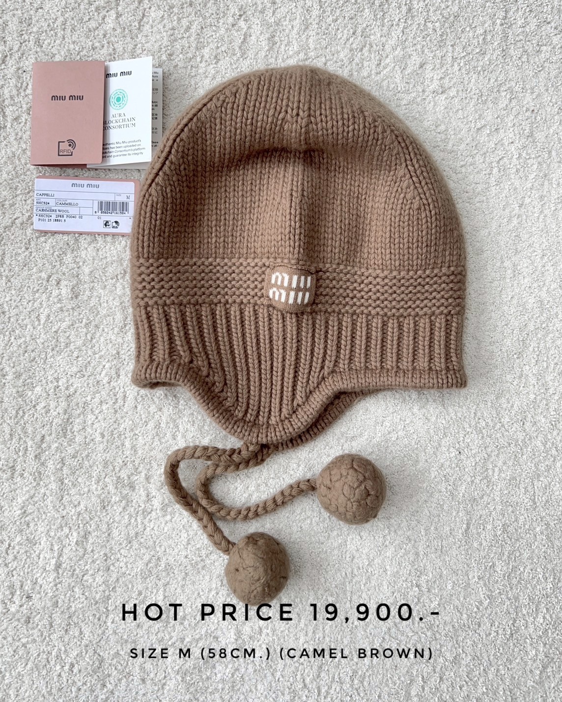 MiuMiu Cashmere Hat - Camel Brown