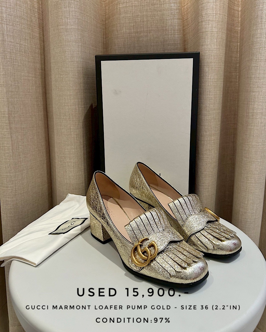 Used Gucci GG Marmont Loafer Pump - Gold 
