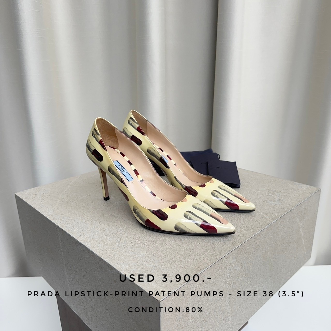 Used Prada Lipstick-Print Patent Pumps 
