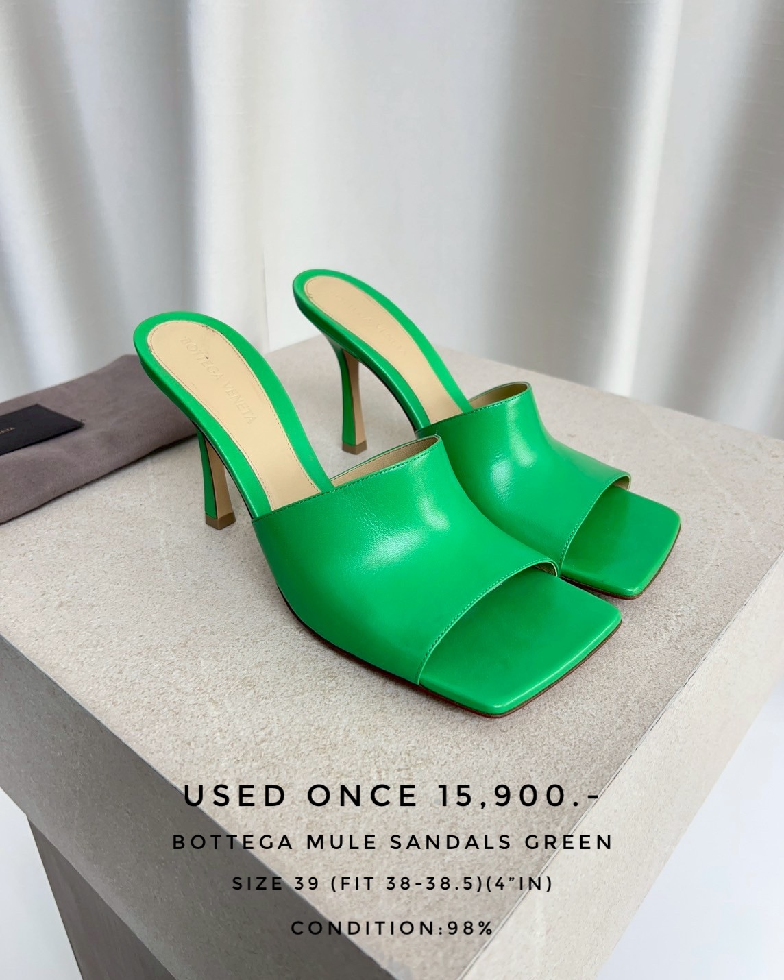 Used Once Bottega Mule Sandals - Green