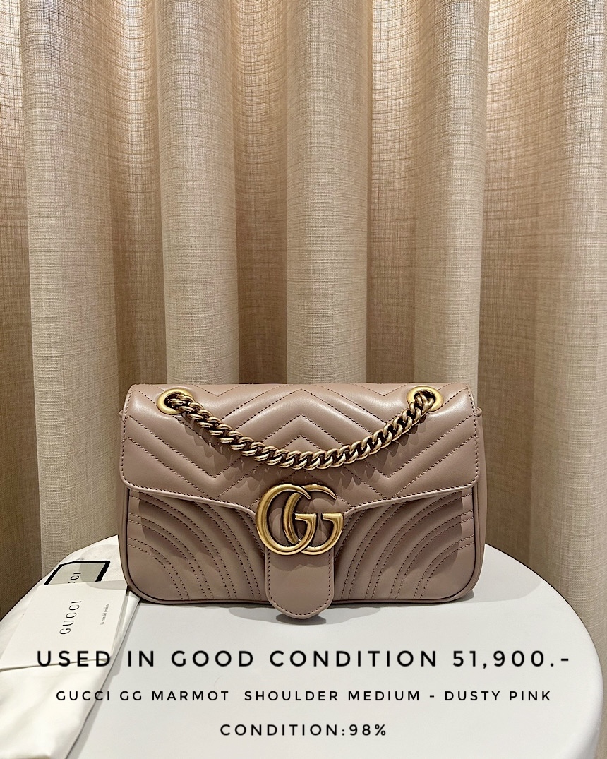 Used Gucci GG Marmot  Shoulder Medium - Dusty Pink