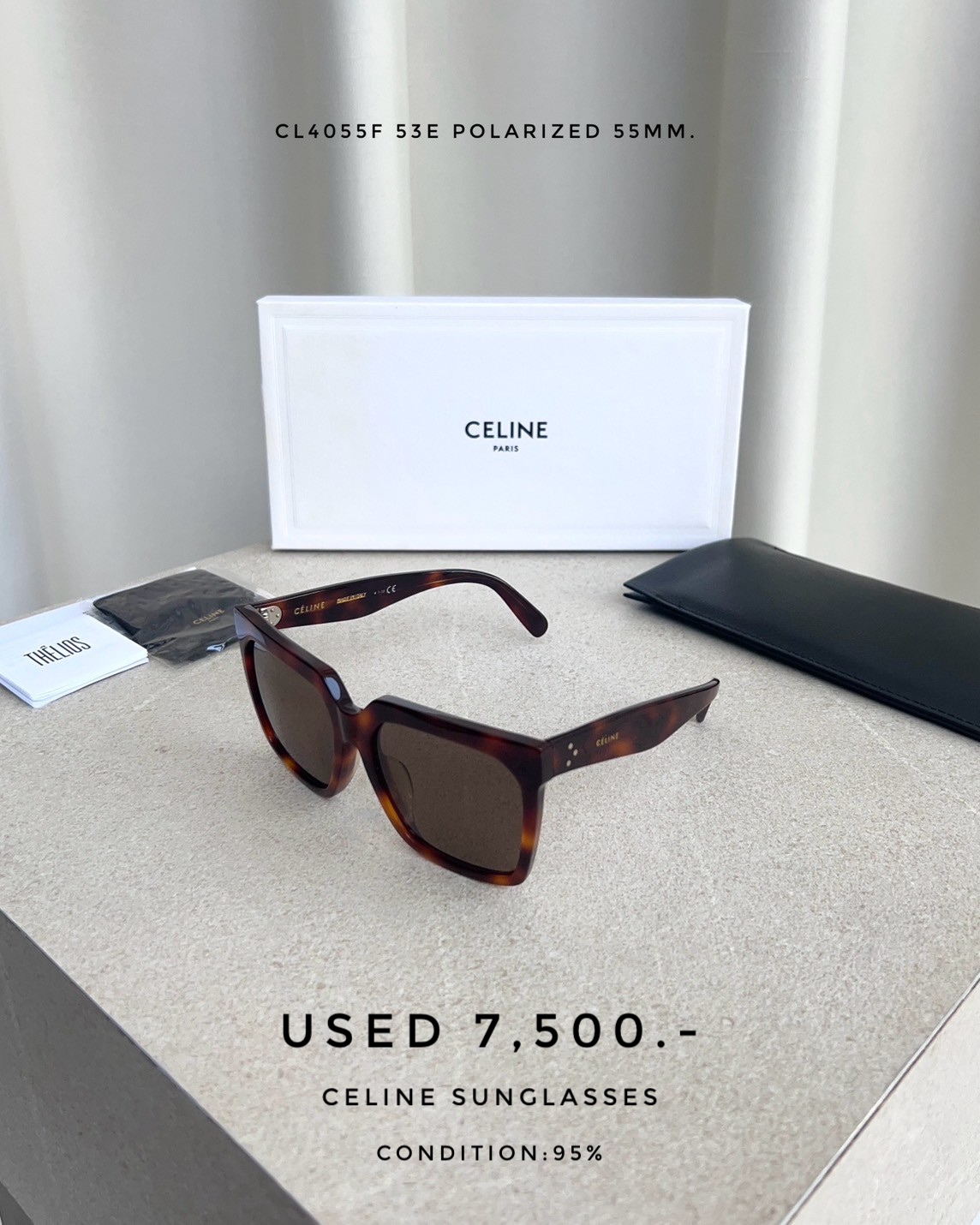 Used Celine Sunglasses CL4055F 53E Polarized 55MM.