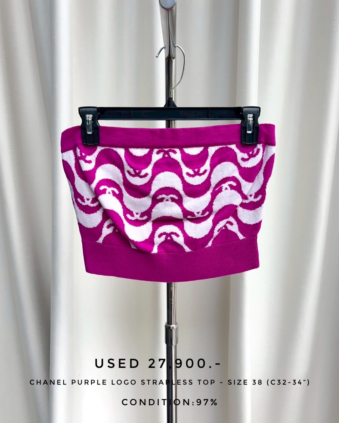 Chanel Purple Logo Strapless Top