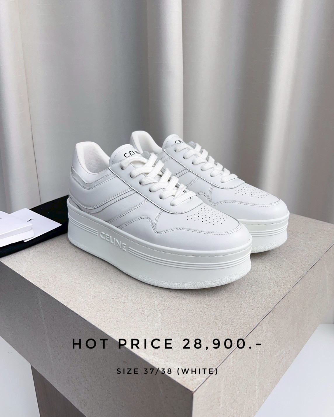 Celine Leather Sneakers Platform - White