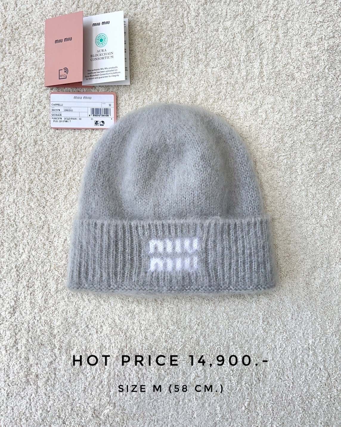 Miumiu Mohair Beanie - Grey