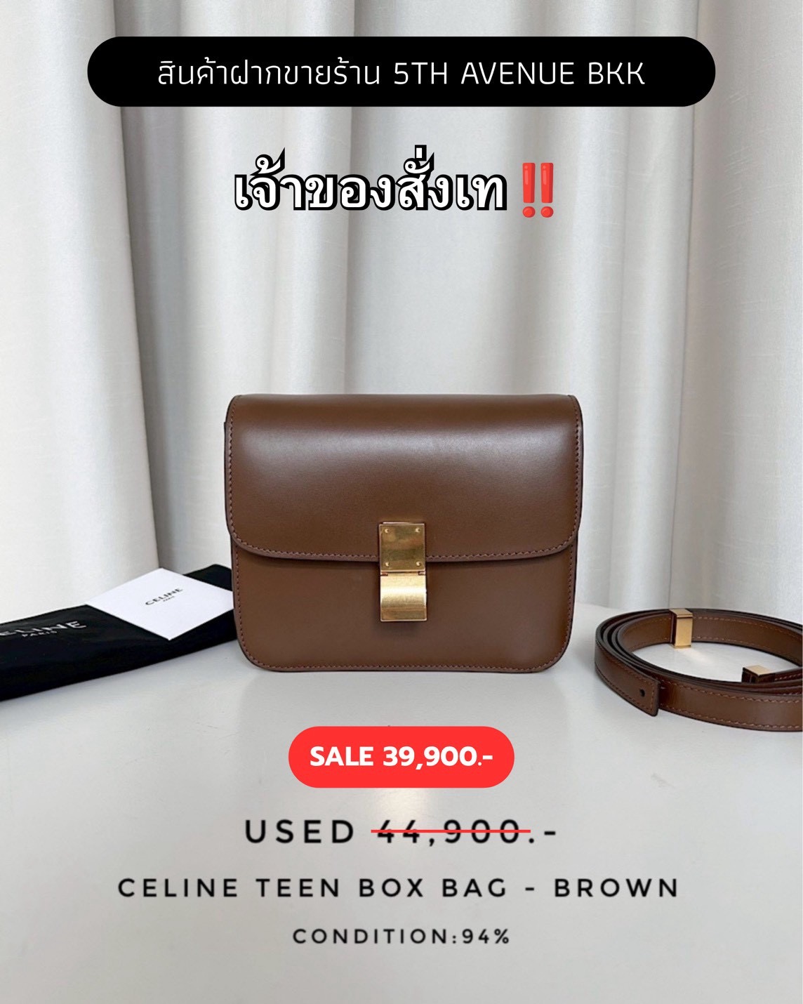 Used Celine Teen Box Bag - Brown 
