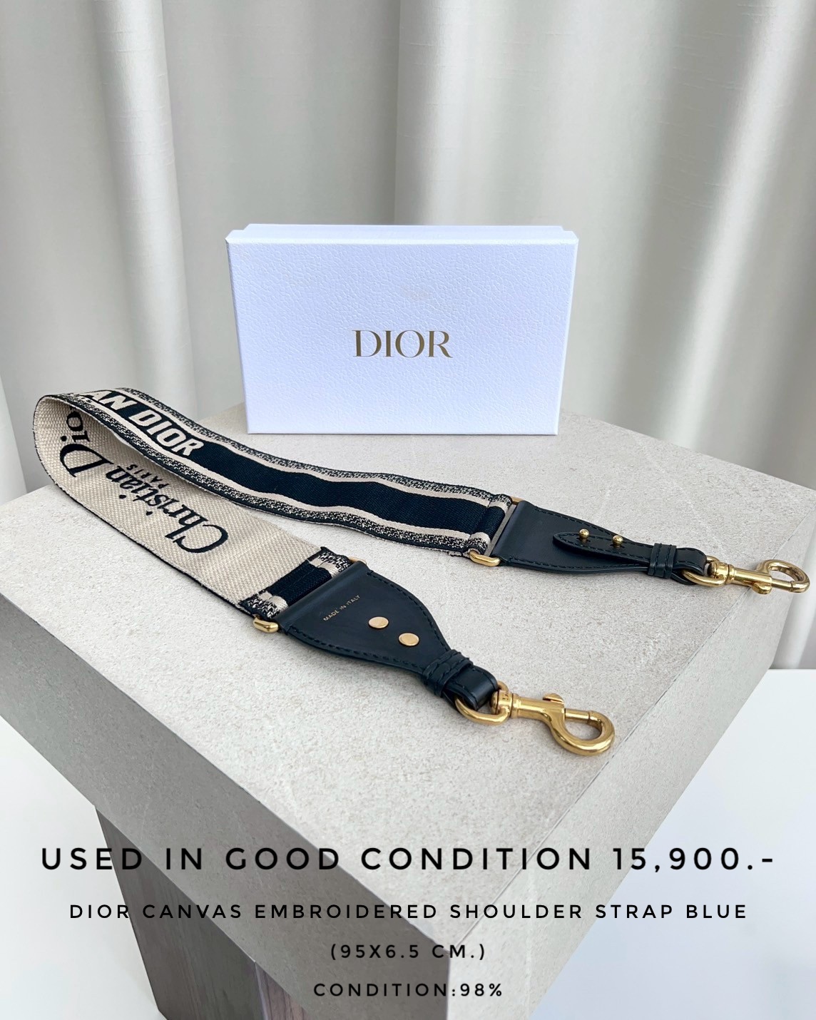 Used Dior Canvas Embroidered Shoulder Strap - Blue